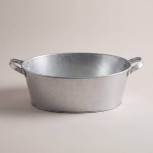 Oval Laundry Basket, Galvanised