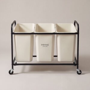 Rolling Laundry Cart, Enamel Tubs