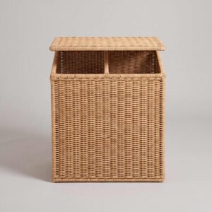 Twin Compartment Hamper, Rattan